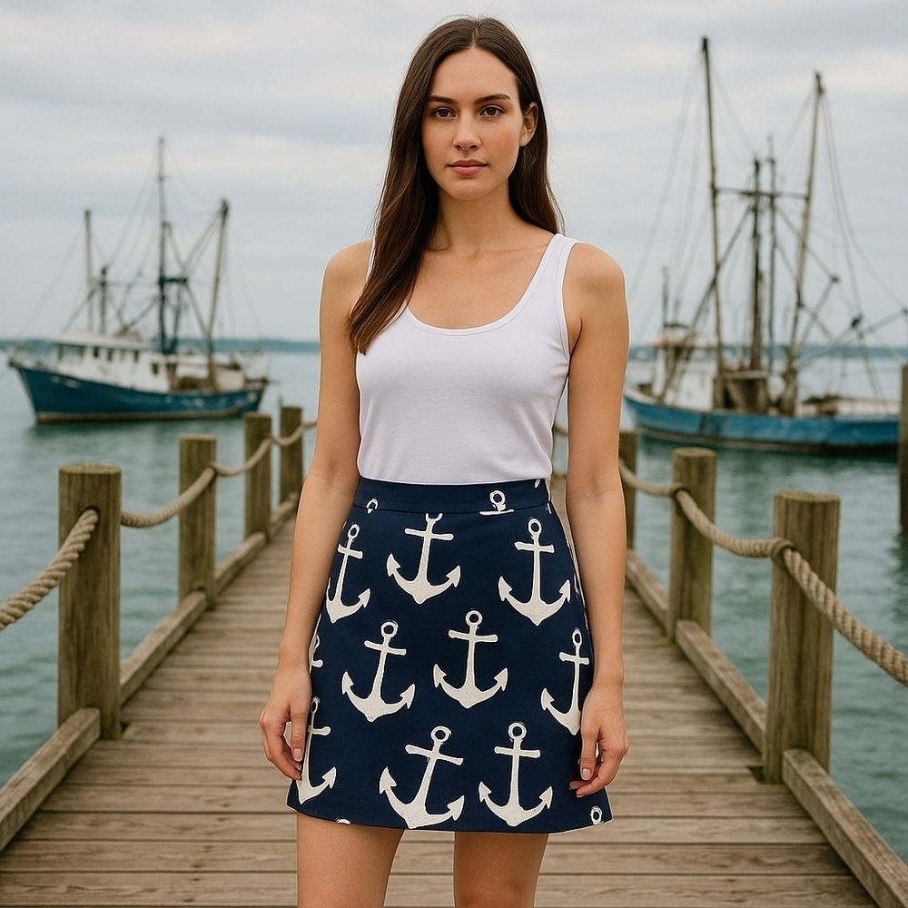 NWOT J.Crew Marine Print Cotton